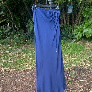 Free People Indigo Blue Maxi Skirt XS boho high slit